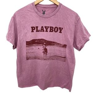Playboy Cowgirl on Horseback Graphic T-Shirt Women’s Medium